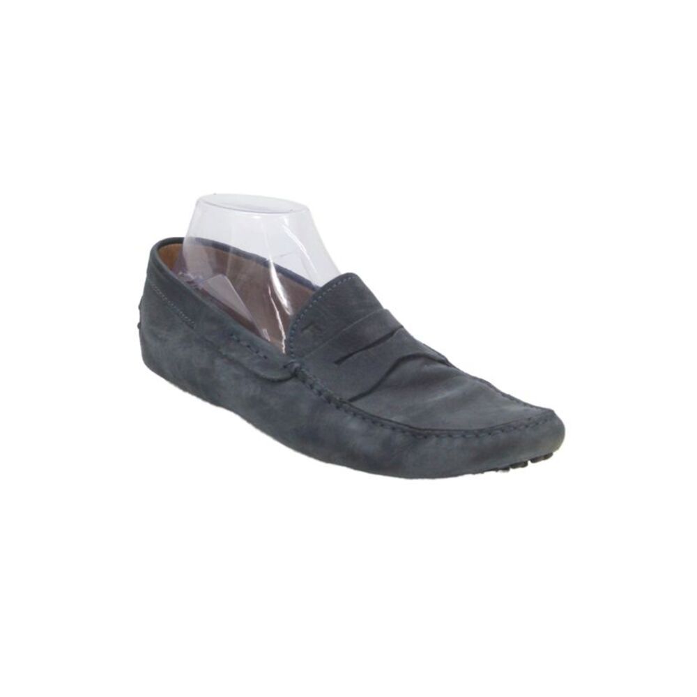 Tods Mens Suede Gommino Round Toe Slip-On Loafers Blue Size 8.5